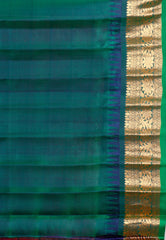 Red with Green Border Gadwal Pure Silk Saree With Blouse Piece