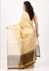 Beige Colour Tissue Silk Saree with Blouse Piece