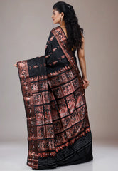 Black Baluchari Pure Silk Saree with Blouse Piece