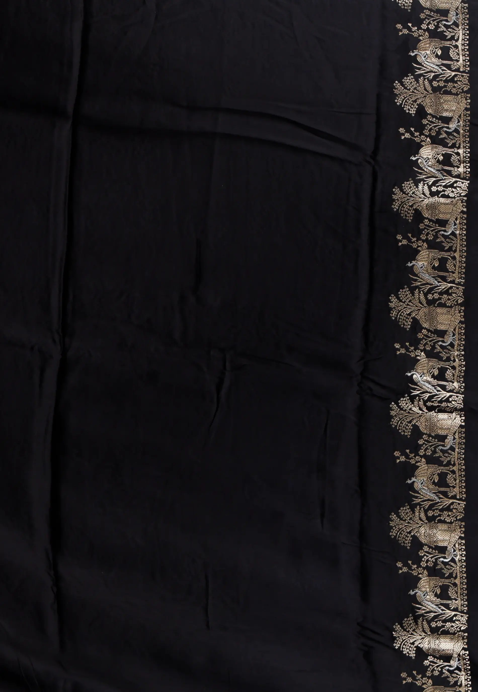 Black Mashru Silk Saree with Blouse Piece