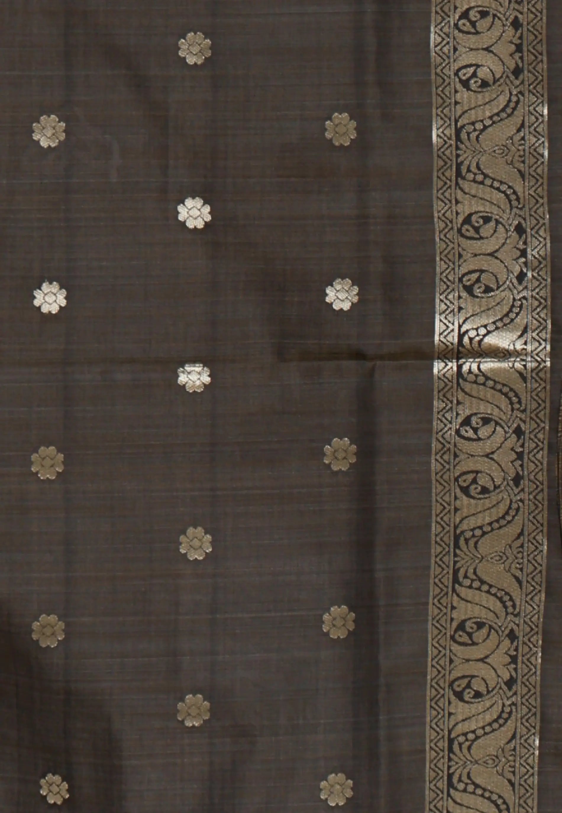 Off White with Black Border Tussar Silk Saree with Blouse Piece