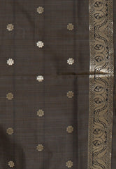 Off White with Black Border Tussar Silk Saree with Blouse Piece