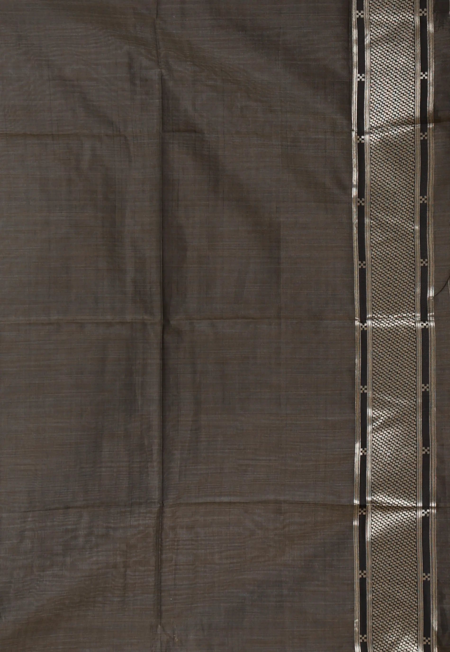 Off White with Black Border Tussar Silk Saree with Blouse Piece