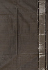 Off White with Black Border Tussar Silk Saree with Blouse Piece