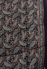 Black Ajrakh Print in Modal Silk Saree With Blouse Piece