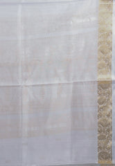 White with Golden Border Katan Silk Saree With Blouse Piece
