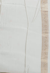 White Mashru Silk Saree with blouse Piece