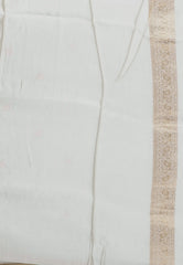 White Mashru Silk Saree with blouse Piece