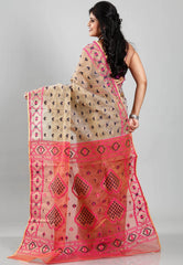Dual Mustard Dhakai Jamdani Cotton Saree without Blouse Piece - Adi Akshoy & Co.