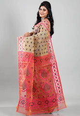 Dual Mustard Dhakai Jamdani Cotton Saree without Blouse Piece - Adi Akshoy & Co.
