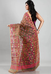 Cross Coffee Dhakai Jamdani Cotton Saree without Blouse Piece - Adi Akshoy & Co.