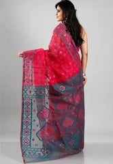 Rani Dhakai Jamdani Cotton Saree without Blouse Piece - Adi Akshoy & Co.