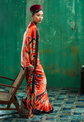 Rust Colour Ajrakh Print Modal Silk Saree With Blouse Piece - Adi Akshoy & Co.