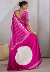 Rani Ajrakh Print in Modal Silk Saree With Blouse Piece