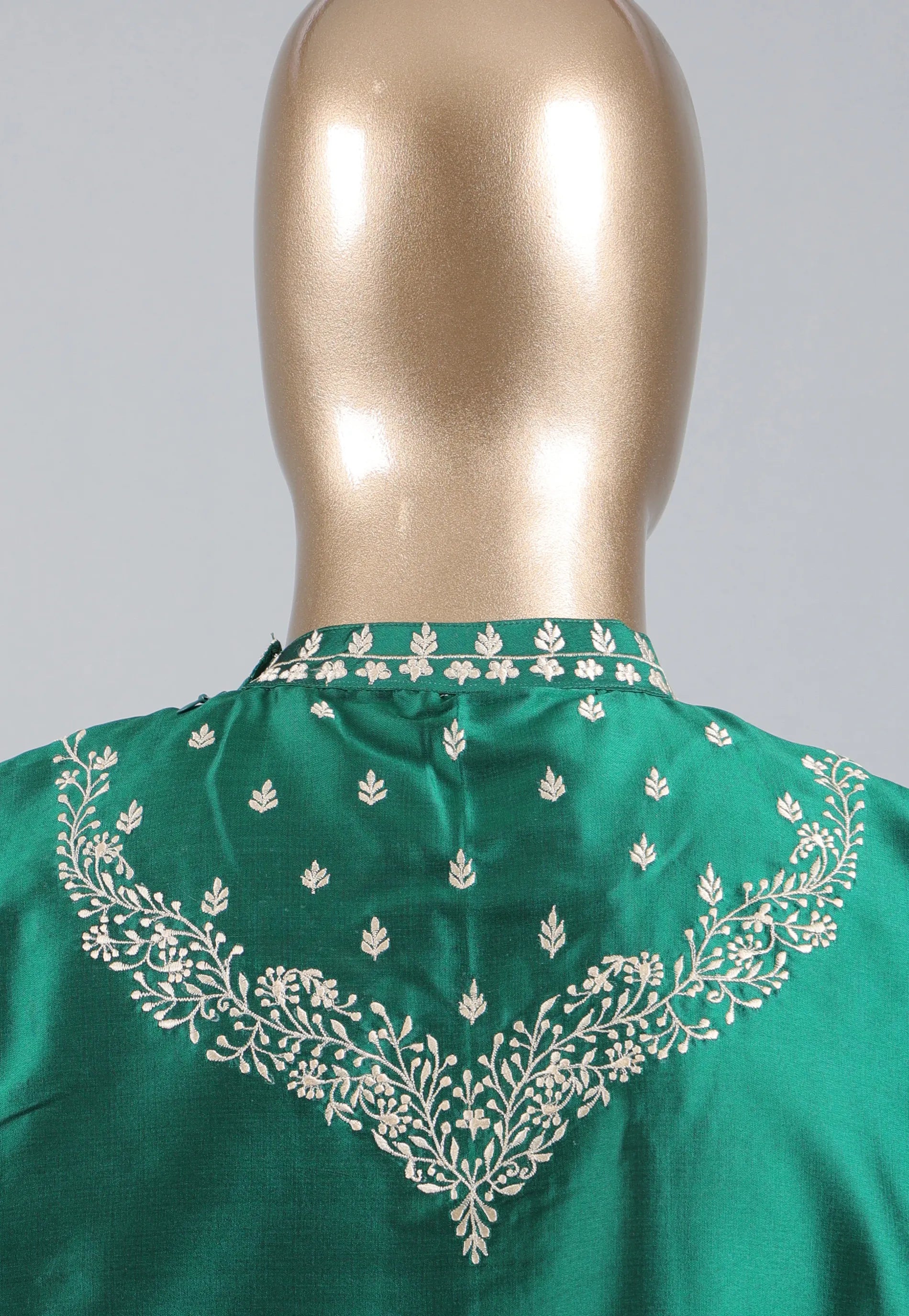 Bottle Green colour Punjabi with Silver Zari work - Adi Akshoy & Co.