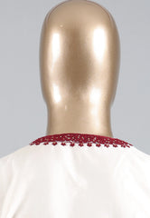 White Punjabi with Maroon Embroidery Work