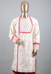 White Punjabi with Rani Embroidery Work - Adi Akshoy & Co.
