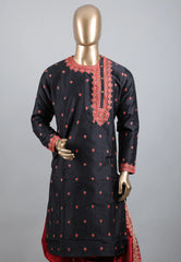 Black Punjabi with Red Embroidery & Zari Work - Adi Akshoy & Co.