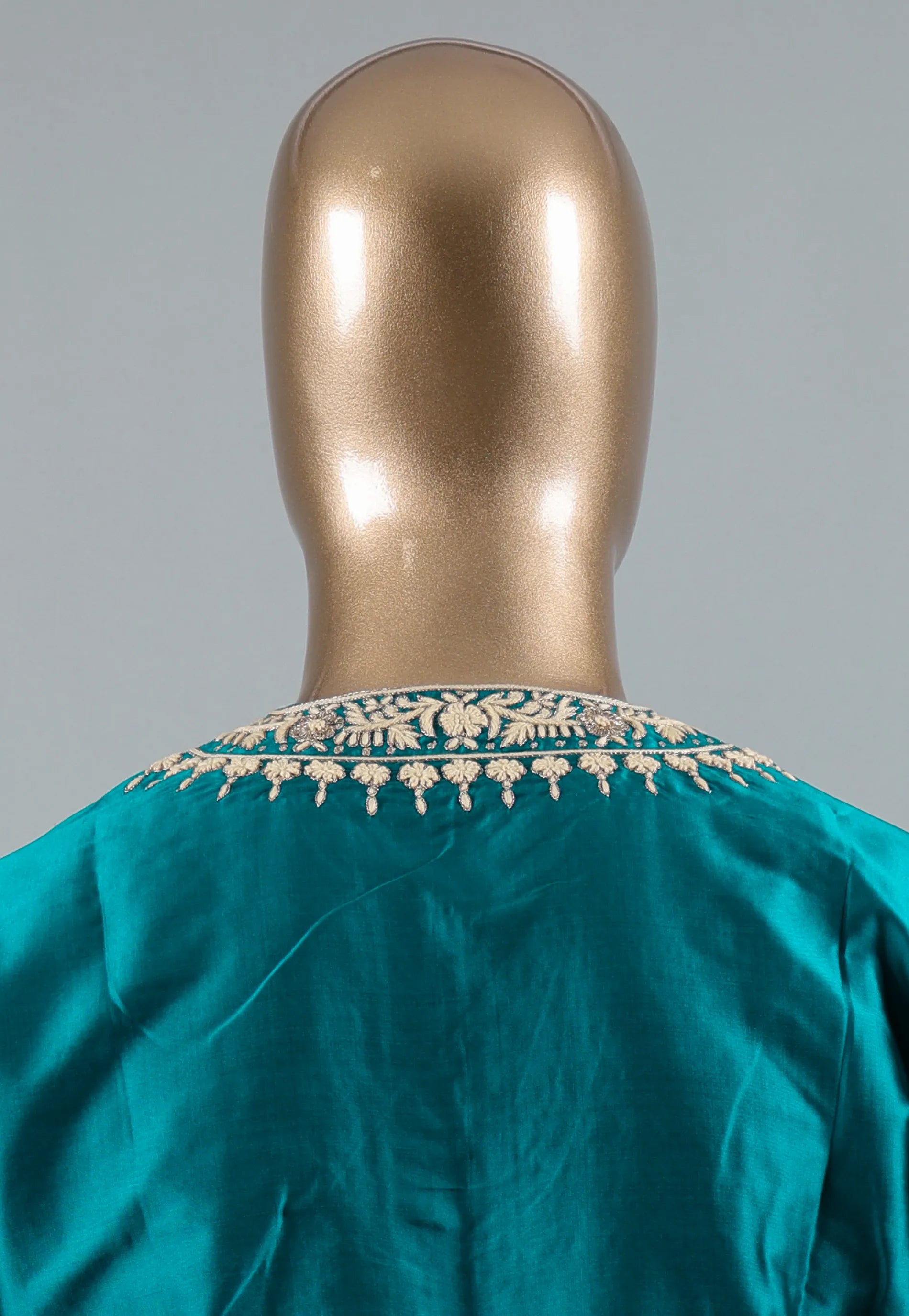 Cross Bottle Green Punjabi with Embroidery Silver Zari Work - Adi Akshoy & Co.