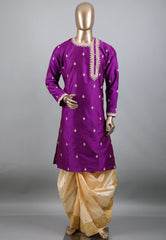 Purple Punjabi with Embroidery Work - Adi Akshoy & Co.