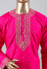 Rani colour Punjabi with Golden Zari work - Adi Akshoy & Co.