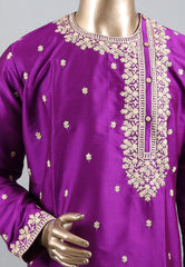 Purple Punjabi with Embroidery Silver Zari Work - Adi Akshoy & Co.
