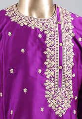 Purple Punjabi with Embroidery Silver Zari Work - Adi Akshoy & Co.