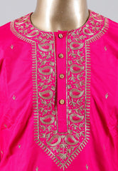 Rani colour Punjabi with Golden Zari work - Adi Akshoy & Co.