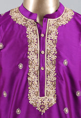 Purple Punjabi with Embroidery Work - Adi Akshoy & Co.
