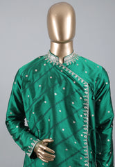 Bottle Green Punjabi with Embroidery Work - Adi Akshoy & Co.