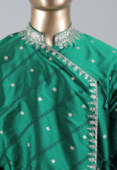 Bottle Green Punjabi with Embroidery Work - Adi Akshoy & Co.
