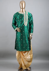 Bottle Green Punjabi with Embroidery Work - Adi Akshoy & Co.