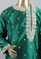 Bottle Green Punjabi with Embroidery Work - Adi Akshoy & Co.