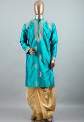 Sea Green Punjabi with Embroidery Zari work - Adi Akshoy & Co.