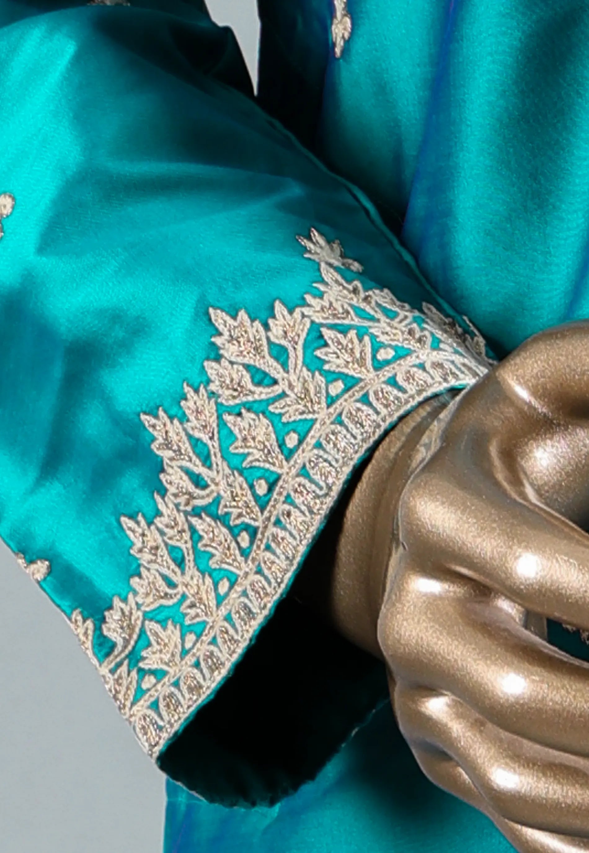 Sea Green Punjabi with Embroidery Zari work - Adi Akshoy & Co.