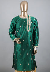 Bottle Green Punjabi with Embroidery Golden Zari Work