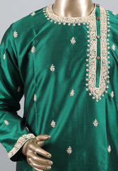 Bottle Green Punjabi with Embroidery Golden Zari Work