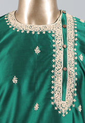 Bottle Green Punjabi with Embroidery Golden Zari Work