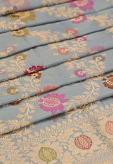 Sky Blue Pure Exclusive Kadwa Katan Silk Saree with Blouse Piece - Adi Akshoy & Co.