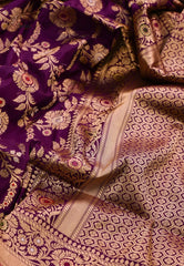 Magenta Pure Exclusive Kadwa Katan Silk Saree with Blouse Piece - Adi Akshoy & Co.
