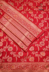 Red Pure Exclusive Kadwa Katan Silk Saree with Blouse Piece - Adi Akshoy & Co.