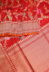 Red Pure Exclusive Kadwa Katan Silk Saree with Blouse Piece - Adi Akshoy & Co.
