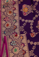 Purple Pure Exclusive Kadwa Katan Silk Saree with Blouse Piece - Adi Akshoy & Co.