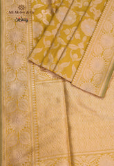 Mustard Yellow Pure Exclusive Kadwa Katan Silk Saree with Blouse Piece - Adi Akshoy & Co.