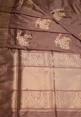 Pastel Mauve Pure Exclusive Kadwa Katan Silk Saree with Blouse Piece - Adi Akshoy & Co.