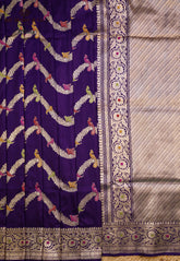 Purple Pure Exclusive Kadwa Katan Silk Saree with Blouse Piece - Adi Akshoy & Co.