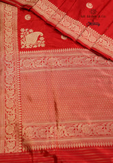 Red Pure Exclusive Kadwa Katan Silk Saree with Blouse Piece - Adi Akshoy & Co.