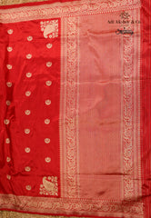 Red Pure Exclusive Kadwa Katan Silk Saree with Blouse Piece - Adi Akshoy & Co.