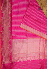 Rani Pink Pure Exclusive Kadwa Katan Silk Saree with Blouse Piece - Adi Akshoy & Co.