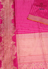 Rani Pink Pure Exclusive Kadwa Katan Silk Saree with Blouse Piece - Adi Akshoy & Co.